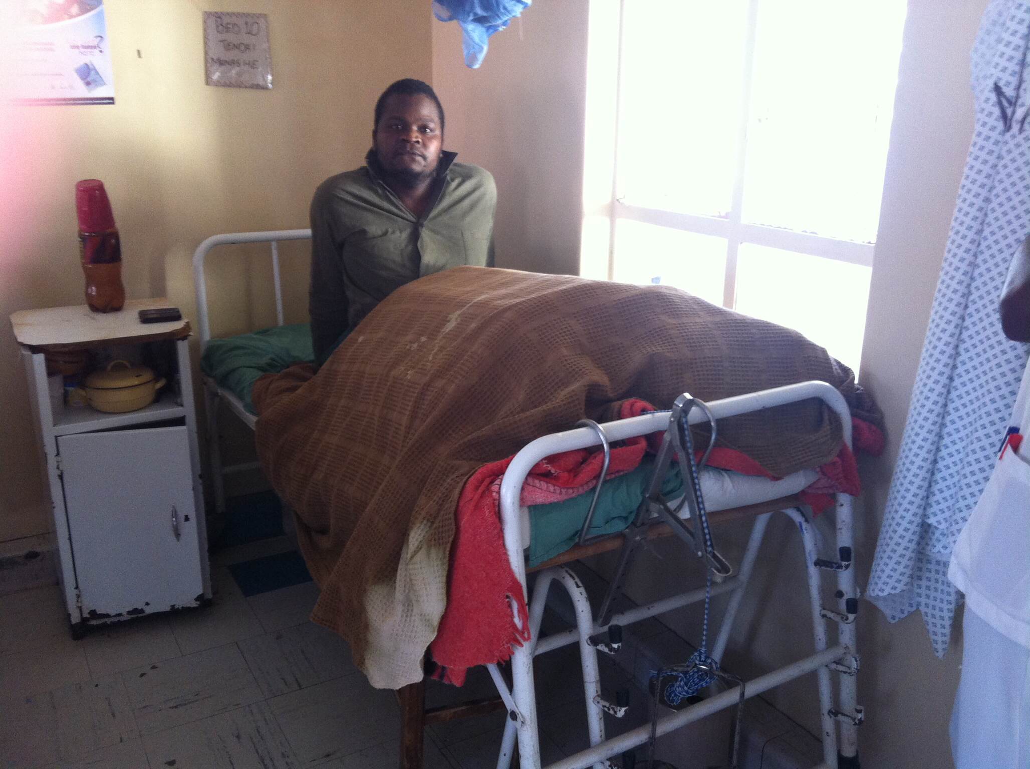 Zach is a 35 year old man who fractured his femur. He lives in a village 60km away from Murambinda Mission Hospital. It is the nearest hospital to him that can manage his fracture. He normally works as a water supply operator but is currently unable to work due to his injury. He is worried as he is married with 5 children, he pays school fees for 4 of them (all schools are fee paying). Zach needs to get back to work as soon as possible in order to support his family. Zach is very happy with the care he is receiving at Murambinda Mission Hospital but his recovery has been delayed due to the shortage of traction kits and he is required to purchase his own crutches when he is discharged.
